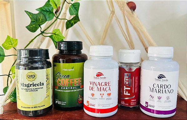Kit Exclusivo Potente Emagrecedor com Vinagre de maça, Psyllium e Cromo