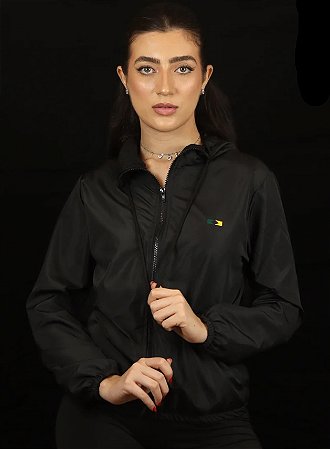 JAQUETA CORTA VENTO BRASIL FEMININA ASPEN REPELENTE ÁGUA PRETA