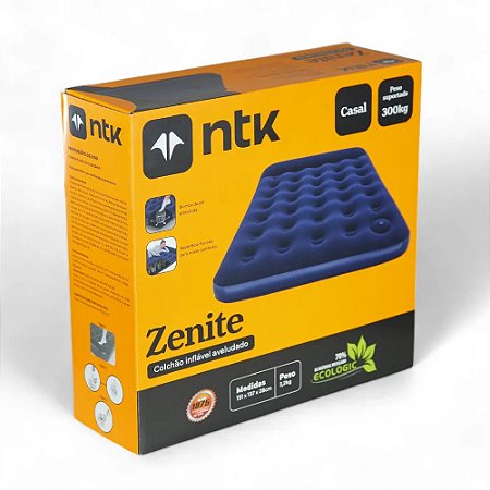 COLCHÃO INFLÁVEL NAUTIKA ZENITE CASAL C/ INFLADOR INCORPORADO SUPORTA 300KG