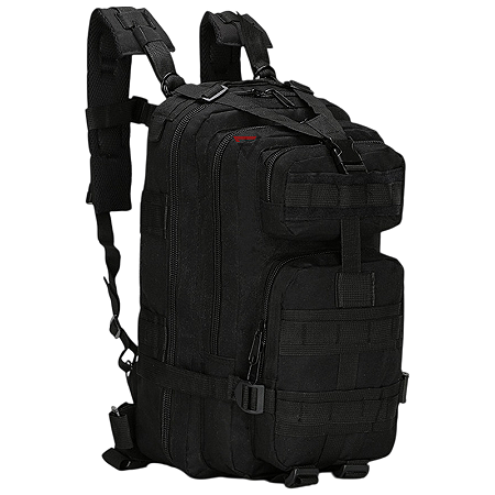 MOCHILA TÁTICA NYLON OXFORD 600D PRETA 4 COMPARTIMENTOS