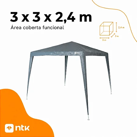 GAZEBO CAMP 3X3 CINZA NTK