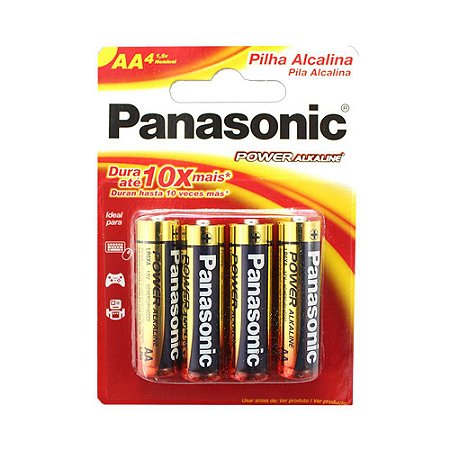 Pilha Alkalina AA Panasonic c/ 4 unidades