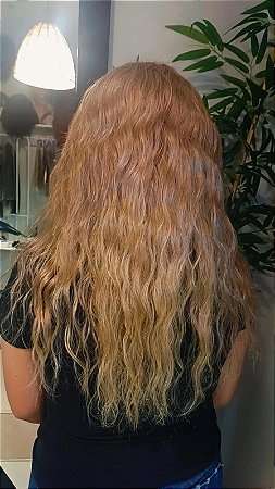 Peruca Luzia Cabelo Humano loira dourado lace front