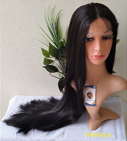 PERUCA FRONT LACE ANDREZZA CABELO ORGÂNICO CASTANHO ESCURO 80 cm