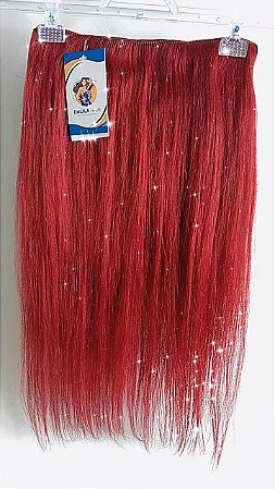 APLIQUE FIO INVISIVEL/TIC TAC CABELO HUMANO MALASIANO VERMELHO 53CM 1