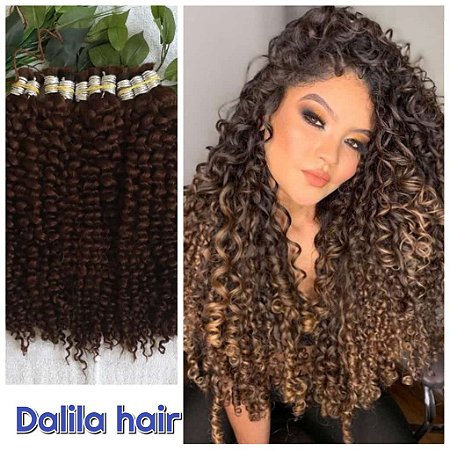 CABELO HUMANO CACHEADO 65CM NA LIGA CASTANHO CLARO