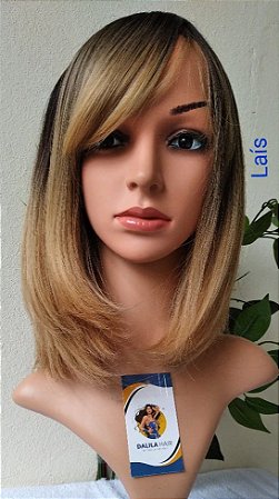 PERUCA LAIS CABELO ORGÂNICO OMBRE HAIR LOIRA COM FRANJA