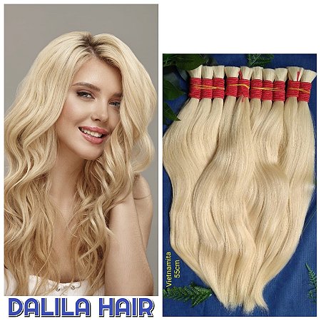 Cabelo Humano Vietnamita Loiro Claríssimo de 55cm na Liga