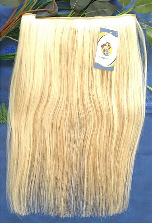 APLIQUE TIC TAC DE CABELO HUMANO LOIRO CLARO COM LOIRO DOURADO PRAIANO