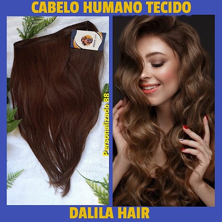 CABELO HUMANO MALASIANO CASTANHO CLARO 50CM TECIDO PERSONALIZADO 88