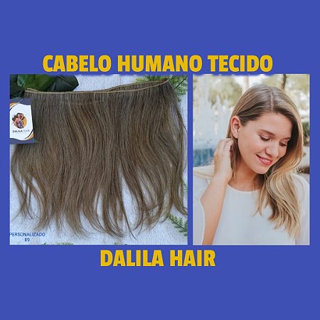 CABELO HUMANO BRASILEIRO CASTANHO C/ LUZES CINZAS 25CM TECIDO PERSONALIZADO 89