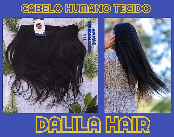 CABELO HUMANO CASTANHO 40CM TECIDO PERSONALIZADO 111