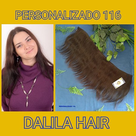 CABELO HUMANO BRASILEIRO CASTANHO ESCURO 31CM TECIDO PERSONALIZADO 116