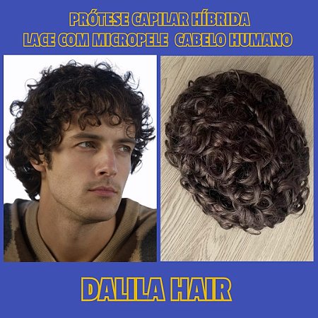 PRÓTESE CAPILAR MASCULINA CABELO HUMANO CACHEADO  DALILA HAIR