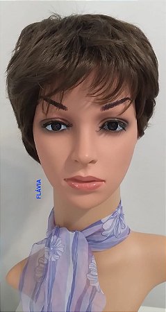 PERUCA LETICIA DE FIBRA COR CASTANHO CLARO
