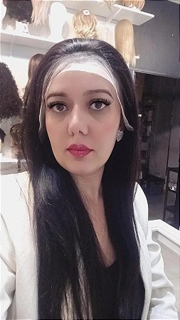 Peruca yasmin front lace cabelo humano castanho escuro cabelo humano