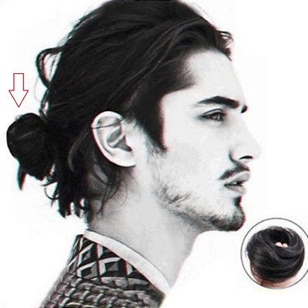 Coque Samurai Homens Estilosos Rabo De Cavalo Cabelo 100% Humano