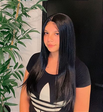 PERUCA FRONT LACE DINA PRETO CABELO ORGANICO