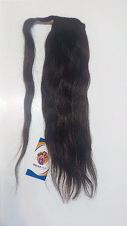 Rabo de Cavalo Cabelo Humano com Velcro 60g PRETO