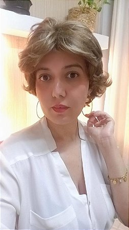 PERUCA ELISABETH CABELO FIBRA GRISALHA CABELO CURTO ONDULADO