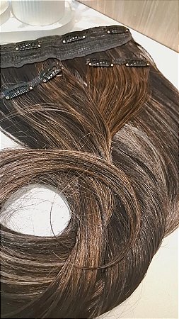 APLIQUES DE TIC TAC ORGANICO CABELO MORENA ILUMINADA LISO KIT PERSONALIZADO 305