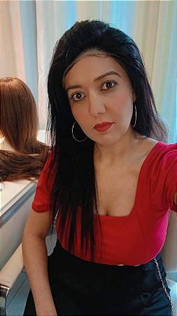 Peruca yasmim lace cabel humano preto liso