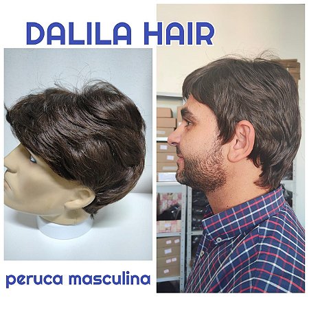Peruca Carlos Castanho Cabelo Orgânico Igual Humano