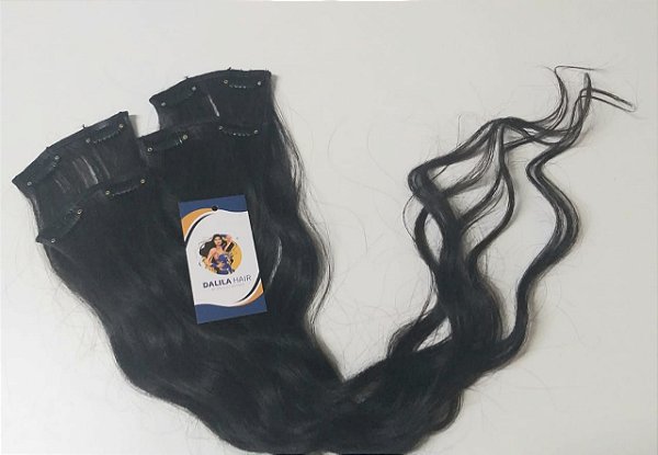 Aplique peça lateral avulsa de cabelos humanos castanho escuro tic tac 1 peça