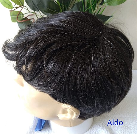 PERUCA ALDO CABELO SINTÉTICO PRETO COM 10% DE FIOS BRANCOS