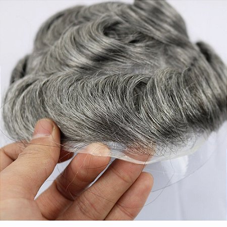 PRÓTESE CAPILAR MASCULINA SILICONE  50% FIOS GRISALHOS DALILA HAIR