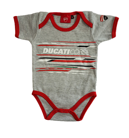 BODY PARA BEBÊ DUCATI CORSE (CINZA/VEMELHA)