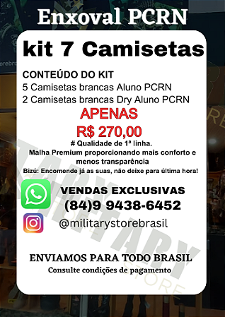 Combo 7 camisetas Aluno PCRN