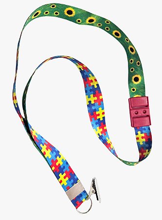 Cordão com símbolo do Autismo para Crachá / Chaveiro