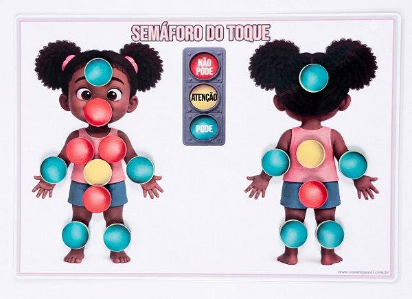 Semáforo do Toque Pista Visual Educação Sexual Infantil - Preto