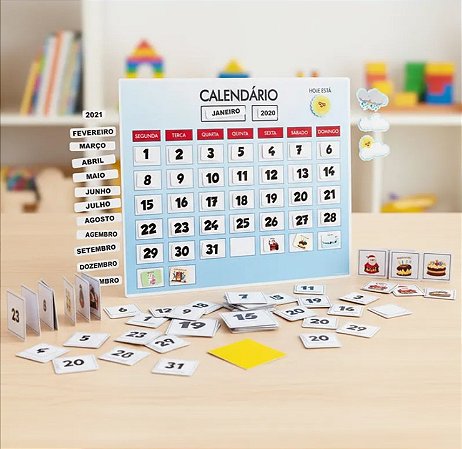 Calendário com Peças Móveis e Marcadores de Clima