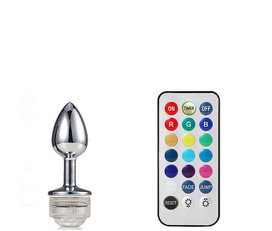 PLUG ANAL EM ALUMINIO COM LUZ LED E CONTROLE REMOTO - IMPORTADOS
