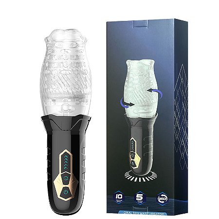 MASTURBADOR RECARREGÁVEL MASCULINO COM ROTAÇÃO E VIBRAÇÃO - IMPORTADOS