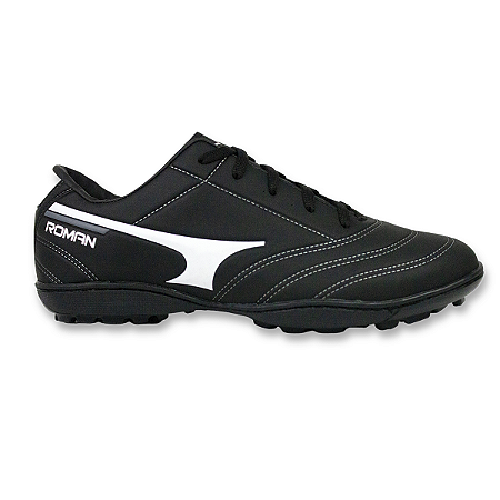 Chuteira Society Roman Couro Sintetico Forrado Tf Fixa Rog1 Preto+Branco
