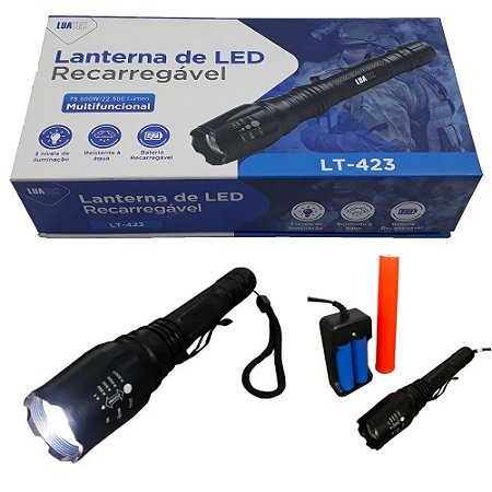 Lanterna Tática  de led recarregável luatek lt-423