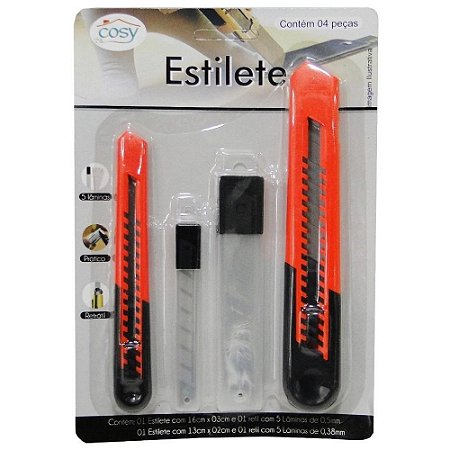 kit 2 estilete Cosy CZ19563 de plastico +  lamina larga e estreita