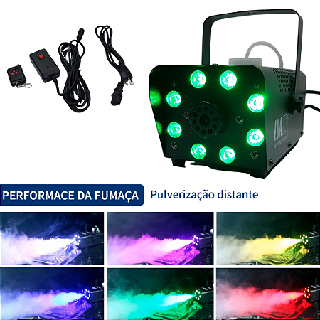 Máquina De Fumaça 750w 8 Led Luz Rgb Com Controle LK-Y5 PLUS