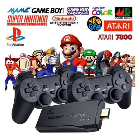 Console de Video Game Stick Lite 4K para Crianças, Controlador Sem Fio Duplo, 10.000 Jogos Retro, HDMI clássicos do Super Nintendo