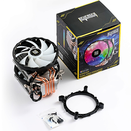 Cooler Cpu Processador Duplo Intel Amd Ryzen Universal Rgb 1500RPM REVENGER G-VR305