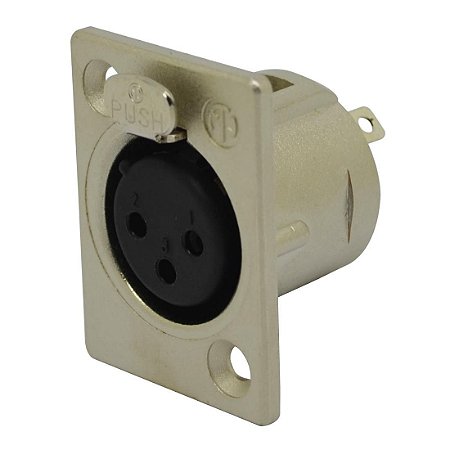 Conector plug  Xlr Fêmea Painel Neutrik Nc3fp-1
