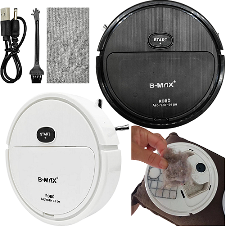 Robô Aspirador de Pó Automático B-Max BM-F1028 – Preto e Branco, Navegação Inteligente