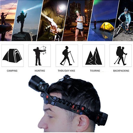 Lanterna De Cabeça USB Luatek Lt-400 BC 3 Led Bike Caça E Pesca bicicleta super forte fita ajustável