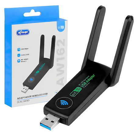 Mini Adaptador Wireless Wifi Dual Band 2,4g 5g 1300mbps Usb Knup KP-AW162