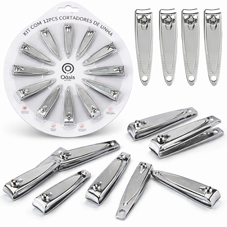 Kit 12 Cortadores de Unha Oásis Aço Inox Profissional Alta Precisão e Durabilidade OASIS OIH-5416