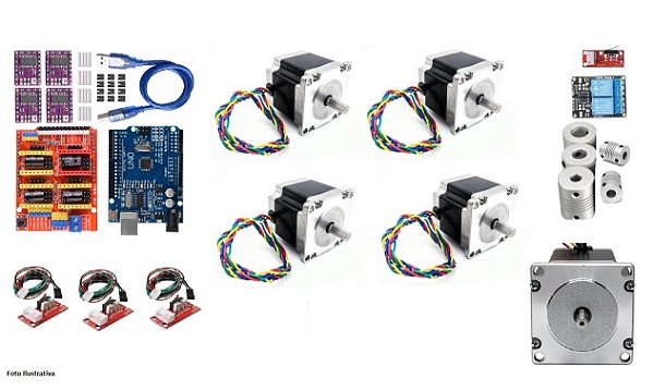Kit CncShild 3d Cnc Laser- ArduoCnc Automação Industrial Motor Nema 23 + Drivers