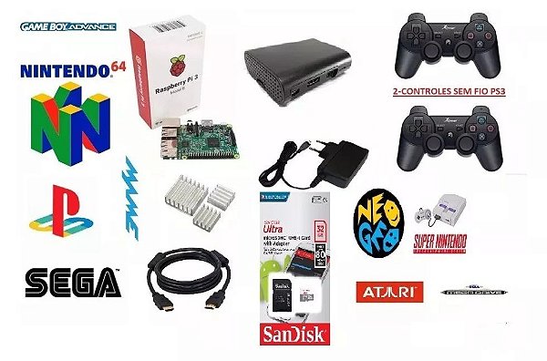 Vídeo Game Retro Raspberry Recalbox 2 Controles S/ Fio
